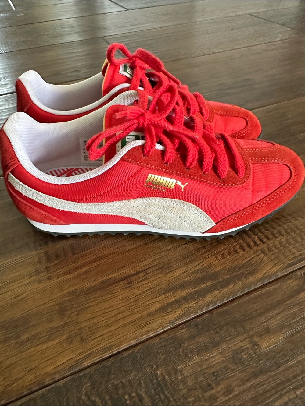 Puma Red Suede & Canvas Sneakers